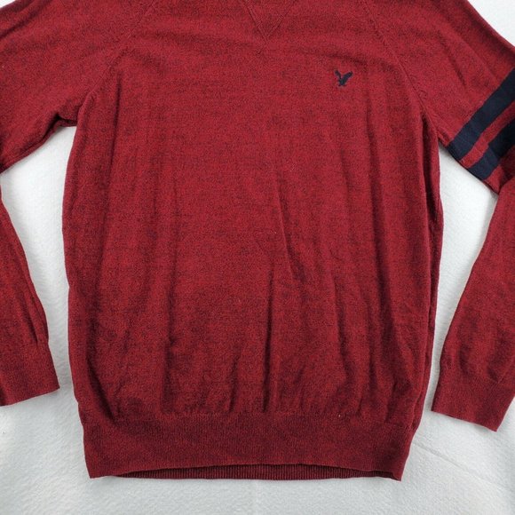 AMERICAN EAGLE Sweater Men's Long Sleeve Crew Neck Tight Knit Pullover Red Large - Picture 3 of 12